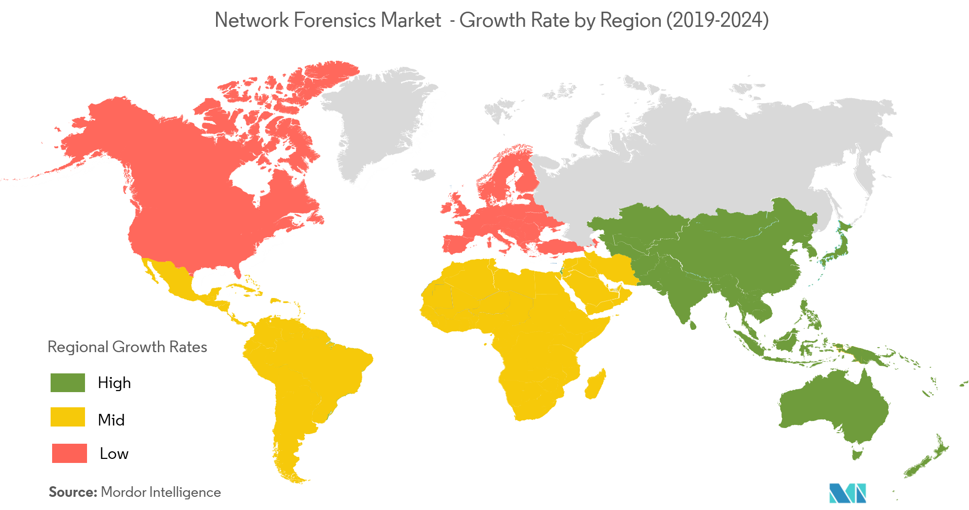 Marché de la criminalistique des réseaux – Taux de croissance par région (2019-2024)