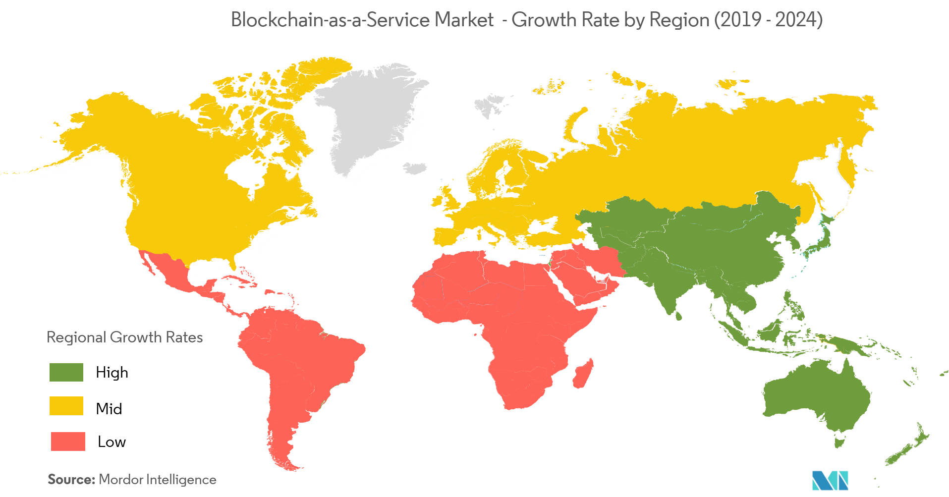 Blockchain-As-A-Service-Market: Growth Rate by Region (2019-2024)