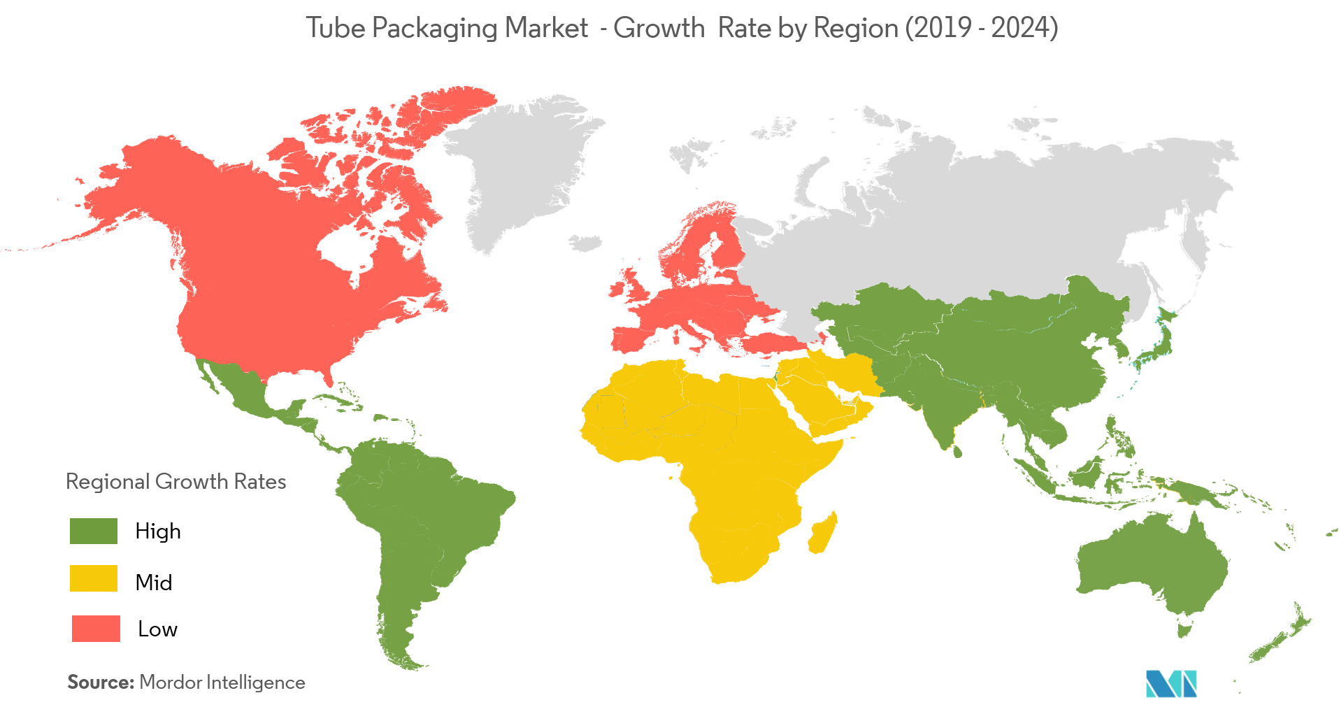 Tube Packaging Market: Growth Rate By Region (2019 -2024)