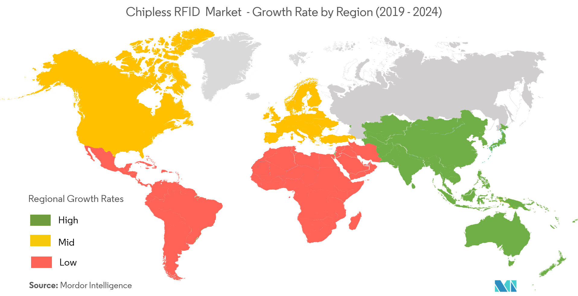 Рост рынка бесчиповых RFID по регионам