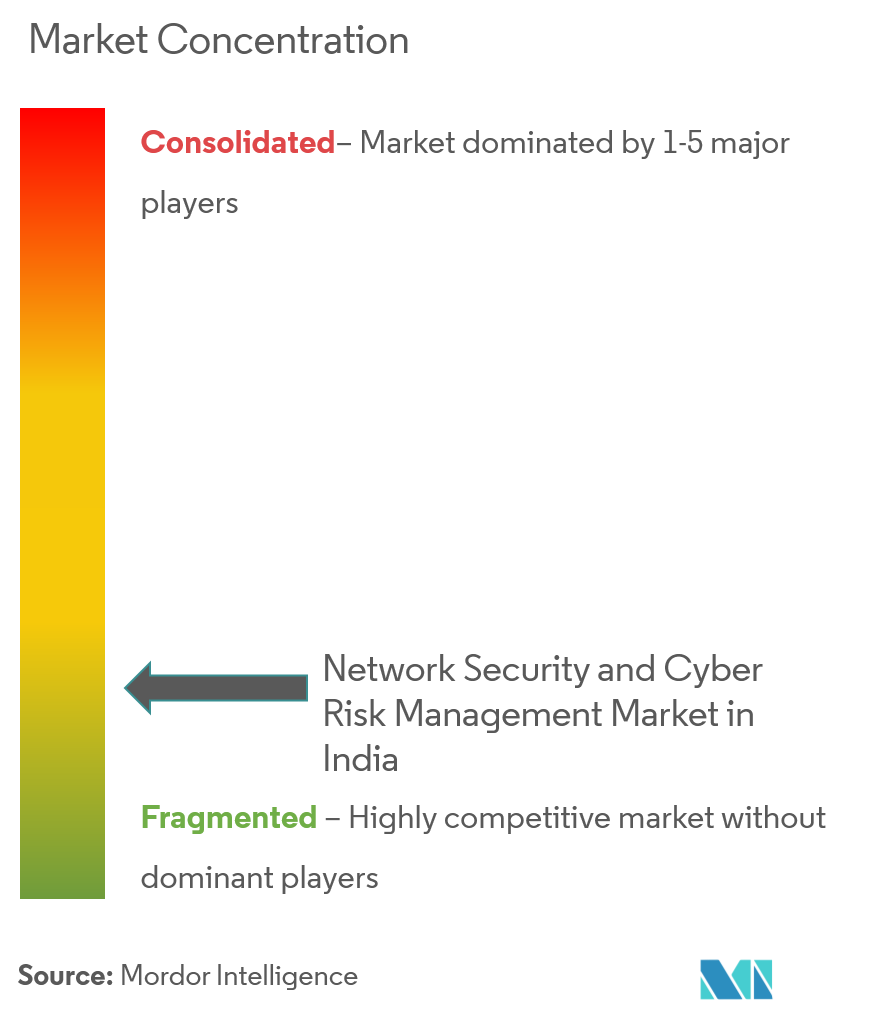 Índia Segurança de rede e concentração de mercado de gerenciamento de riscos cibernéticos