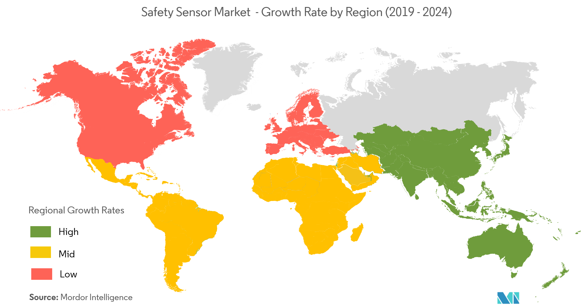 Crecimiento del mercado de sensores de seguridad por región