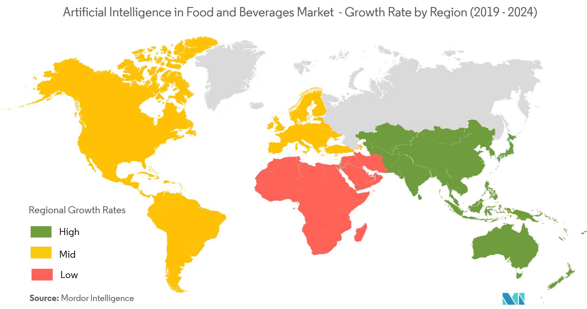  Artificial intelligence in the food and beverage market Growth by Region