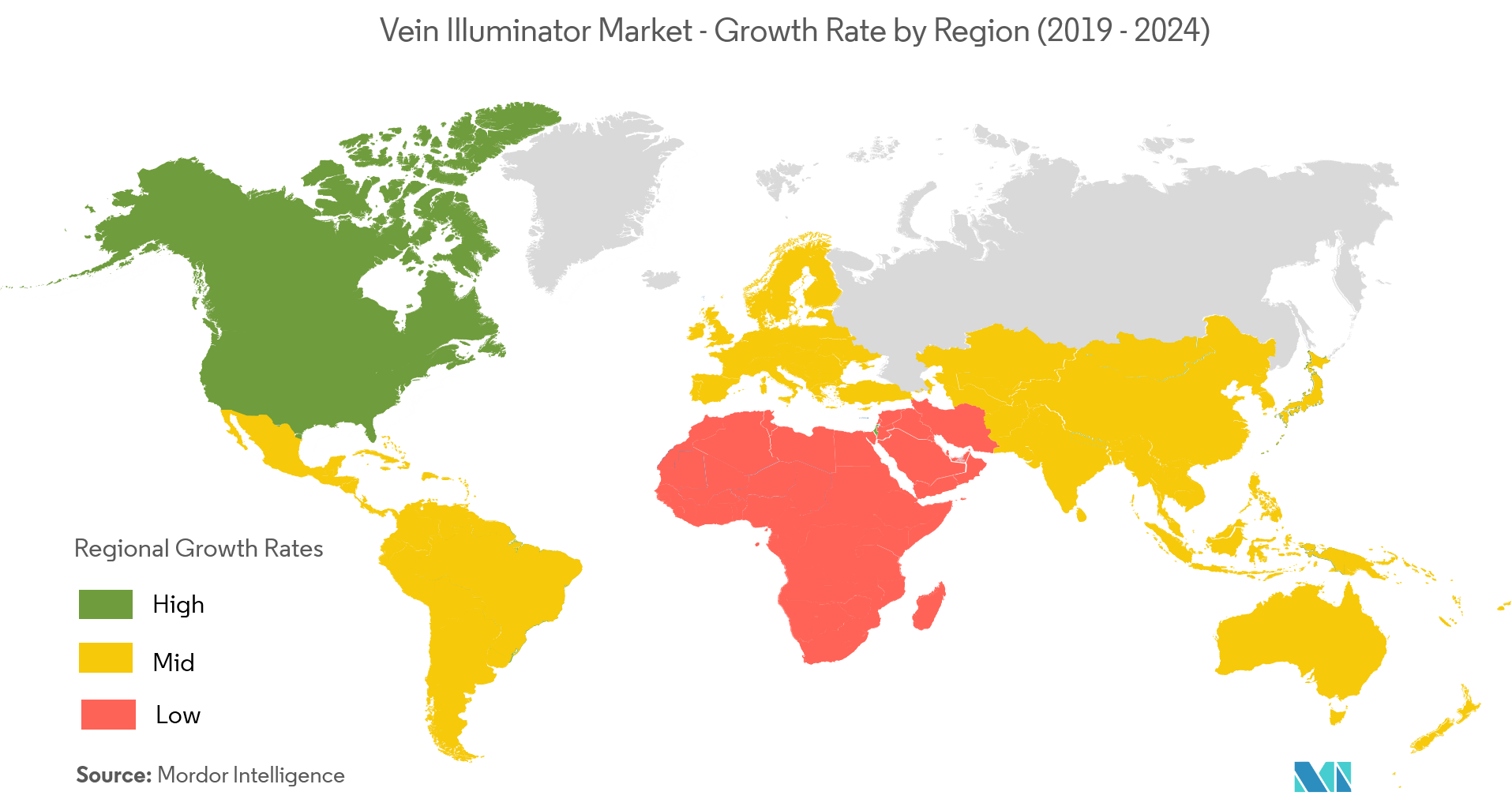 Vein Illuminator Market - Growth Rate by Region (2019 - 2024)