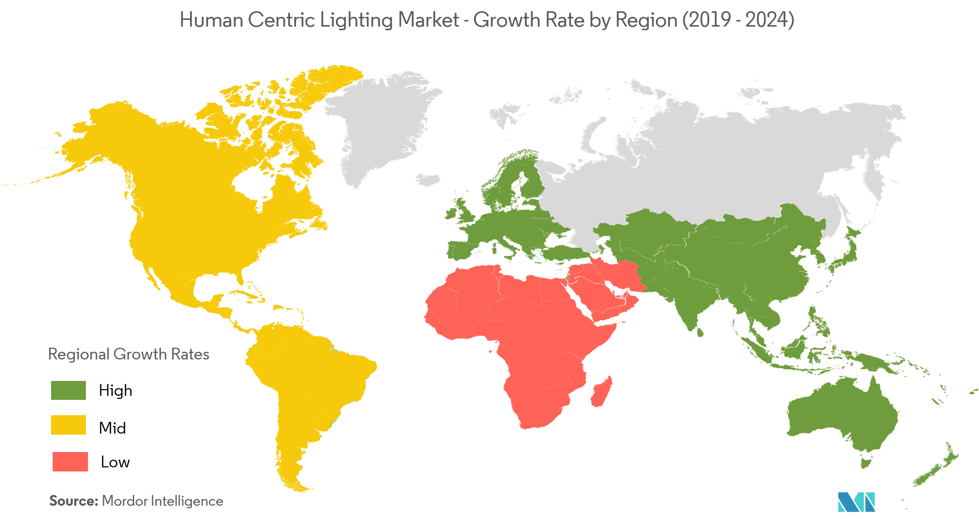 Human Centric Lighting Market - Growth Rate by Region  (2019-2024)