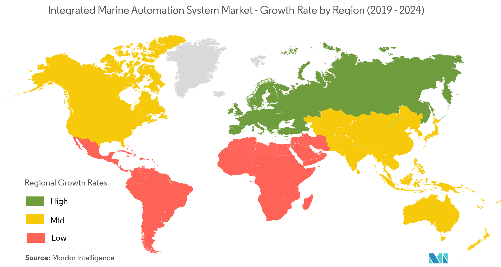 Integrated Marine Automation Systems - Growth Rate by Region (2019 - 2024)