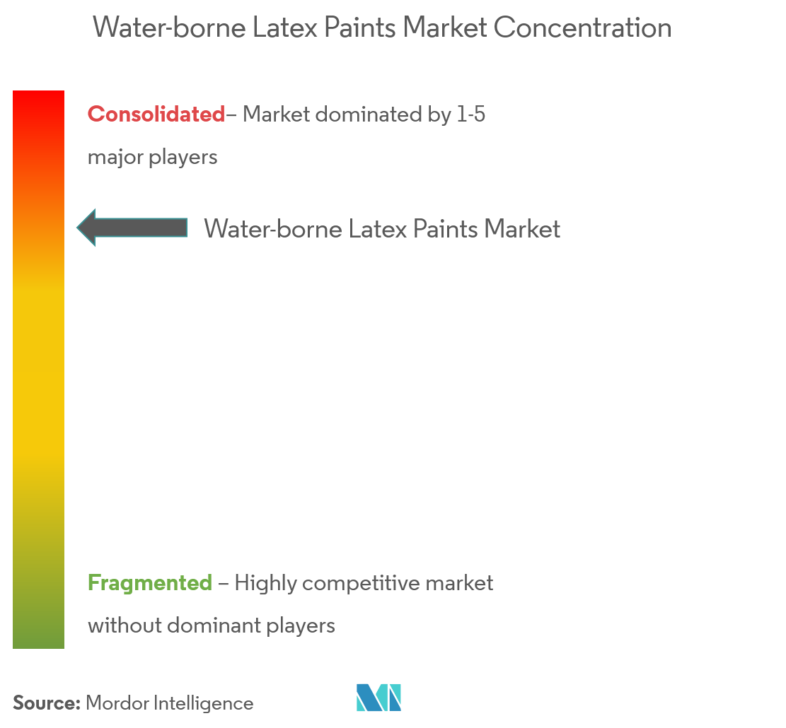 Water-borne Latex Paints Market Concentration AkzoNobel N.V, BASF SE, PPG Industries Inc, The Sherwin-Williams Company, Arkema Group